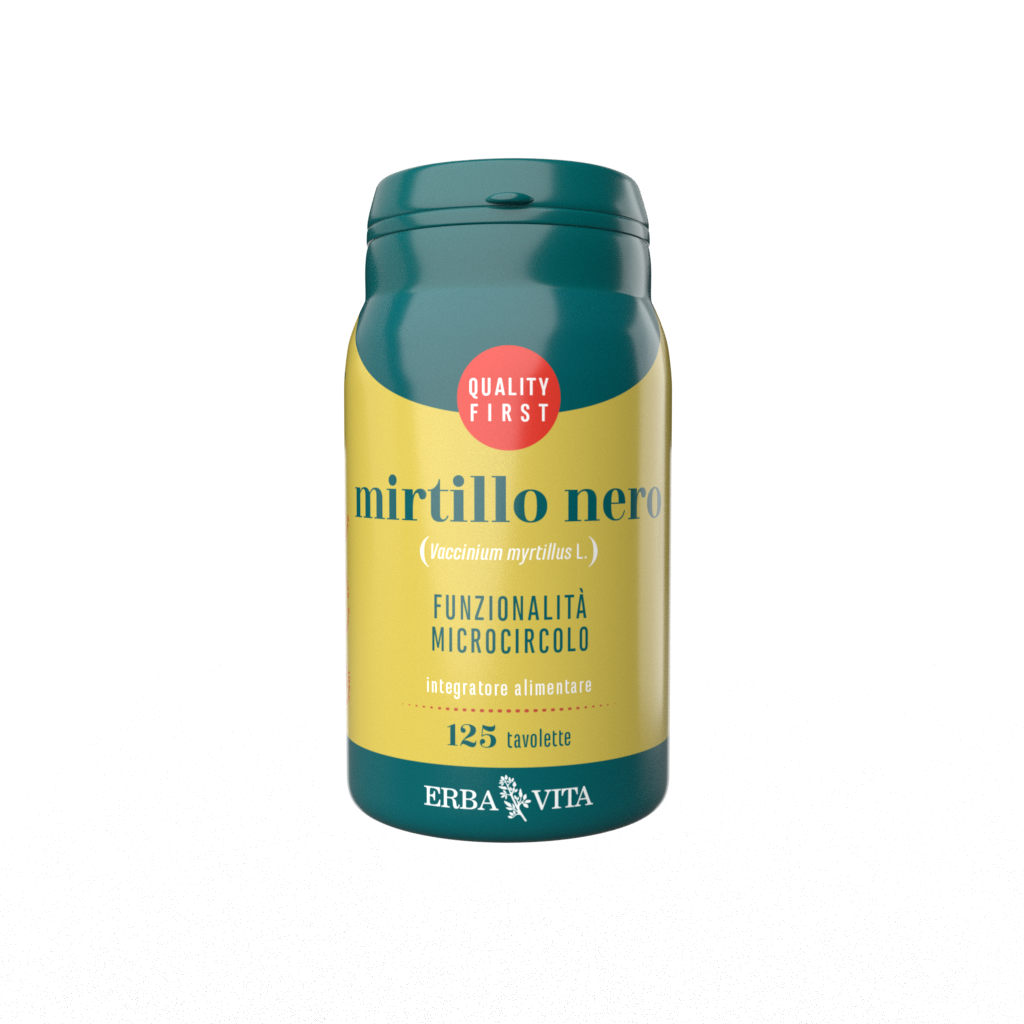 integratore alimentare in tavolette a base di mirtillo nero per il microcircolo
