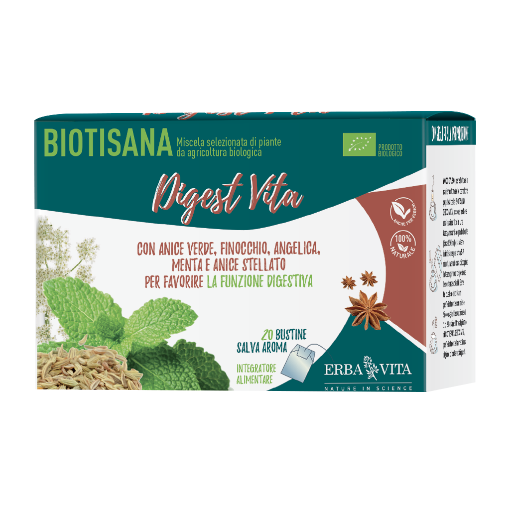 tisana biologica a base di anice verde, finocchio, angelica e menta per la digestione e la motilità intestinale