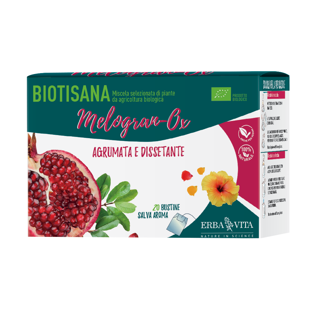 tisana biologica a base di melograno, mandarino e karkadè